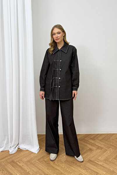 Melike Tatar Buttoned Denim Suit 3-4554