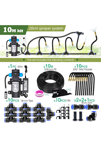 Choice E-10M kit-60W Pump Garden 5/8mm PE Hose Sprayer Kit W/60W Self-priming...