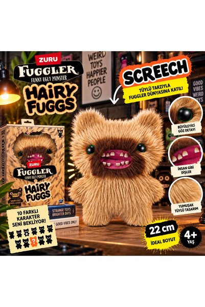 Cici Oyuncak Fuggler Hairy Fuggs Screech 22 cm Kahverengi Pelüş Canavar Oyunc...