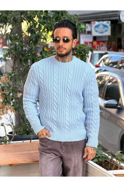 manch collection Marrakech Hair Knitted Sweater Baby Blue 2868