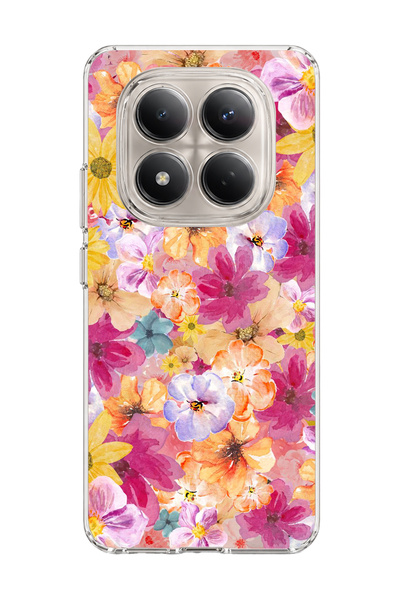 lelia Redmi Note 15 Pro 4g / 5g Compatible Tiny Flower Watercolor Printed Tra...