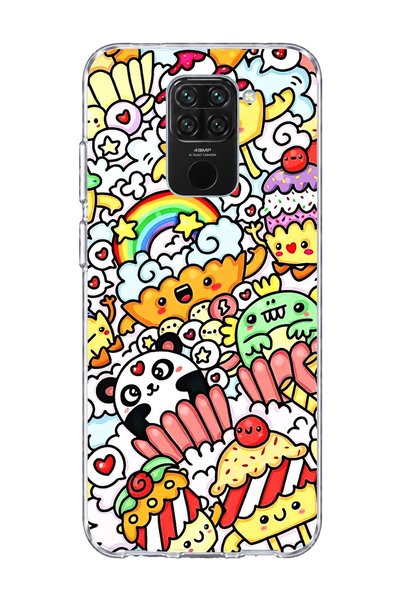 lelia Redmi Note 9 Compatible Cute Panda Rainbow Printed Transparent Phone Case