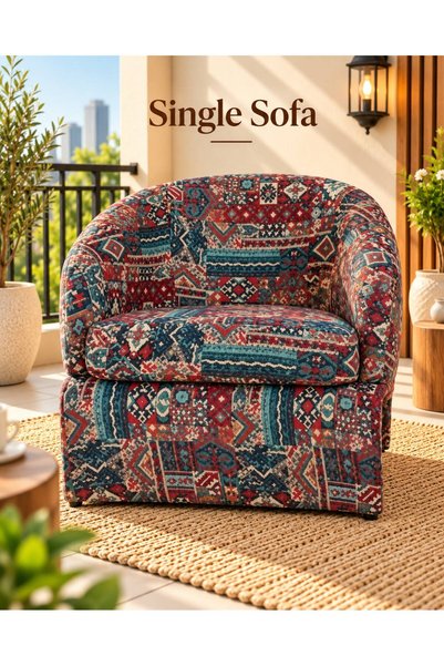 TrentonGCC Modern Single Sofa Armchair with Rounded Backrest, Cushioned Seat ...