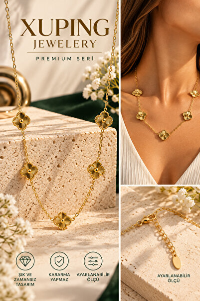 XUPING JEWELRY Xuping Premium Yonca Motifli Ayarlanabilir Kolye