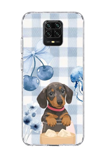 lelia Redmi Note 9 Pro Compatible Sausage Dog Blue Plaid Printed Transparent ...