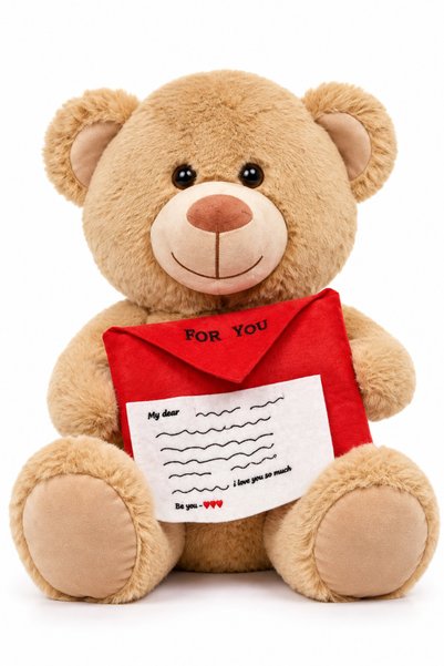 craftivio 45 cm Plush Teddy Bear with Letter – Red Teddy Bear with Envelope f...