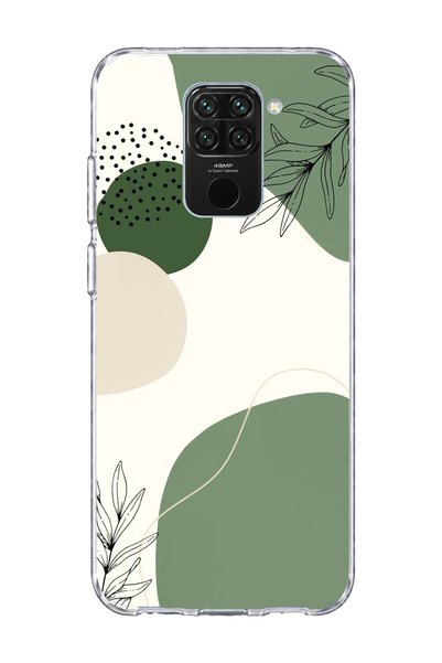 lelia حافظة هاتف شفافة مطبوعة بورقة خضراء متوافقة مع هاتف Redmi Note 9