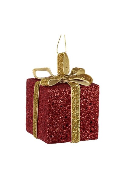 OEM Ornament Brad de Crăciun din Spuma Cadou Glitter Roșu 6 cm