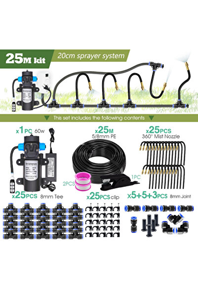 Choice B-25M kit-60W Pump Garden 5/8mm PE Hose Sprayer Kit W/60W Self-priming...