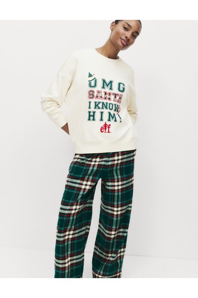 Marks & Spencer Pamuk Karışımlı Elf Sloganlı Pijama Takımı