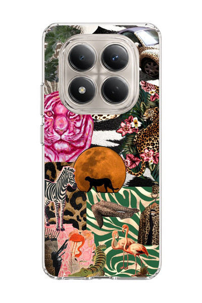 lelia حافظة هاتف شفافة مطبوعة بتصميم Wild Animal Collage متوافقة مع Redmi Not...