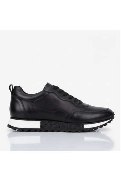CRC AYAKKABI 100% Genuine Leather Premium Black Men's Sports Shoes Trend Casu...