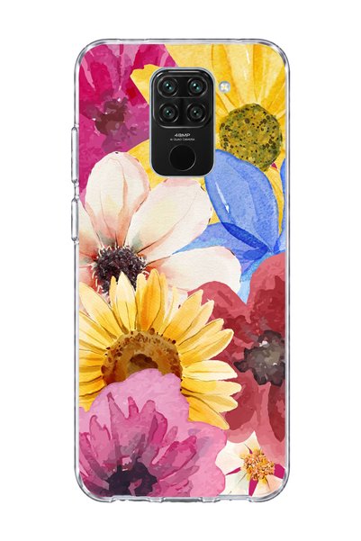lelia حافظة هاتف شفافة متوافقة مع Redmi Note 9 مطبوعة برسومات زهرة الشمس المائية