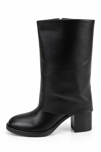 Funny Life Women's Genuine Leather Zippered Thick Heeled Leather Boots 8112