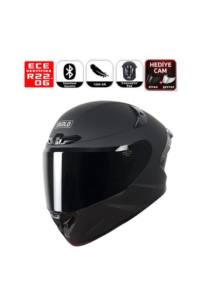 SKOLD MD-821 Full Face Motor Kaskı Matt Black
