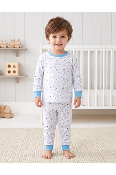 MiniKids Pijama bbc ML Romania, Happy Bear, alb-blue