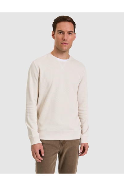 Pierre Cardin Bone Color Regular Fit Crew Neck Sweatshirt 50331600-Vr137