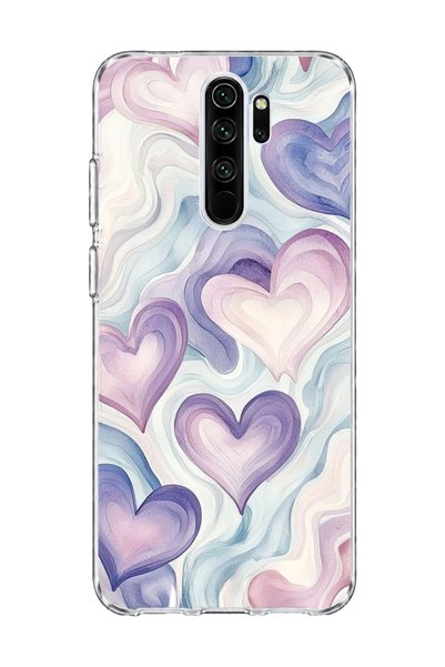 lelia حافظة هاتف شفافة متوافقة مع Redmi Note 8 Pro مطبوعة بتصميم قلب أرجواني ...