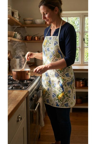 kesenegore Duck Fabric Kitchen Apron 68X74 cm – Blue Bird, Lemon and Grape Pa...