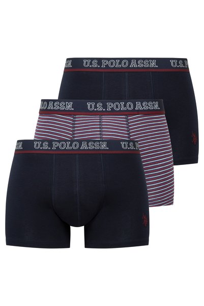 U.S. Polo Assn. Boxer pentru bărbați, albastru închis - roșu - imprimate, 3 p...