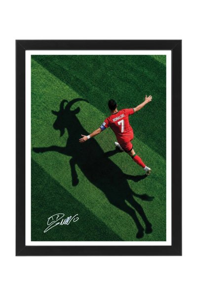 Boomah Accessories Cristiano Ronaldo GOAT Framed Poster with Printed Autograp...