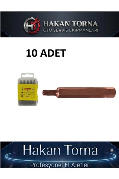Rico 10 Adet Uzun T50 Torx Bits Uç Kaplamalı S2 Çelik