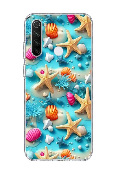 lelia Redmi Note 8 Compatible Starfish Seashell Printed Transparent Phone Case