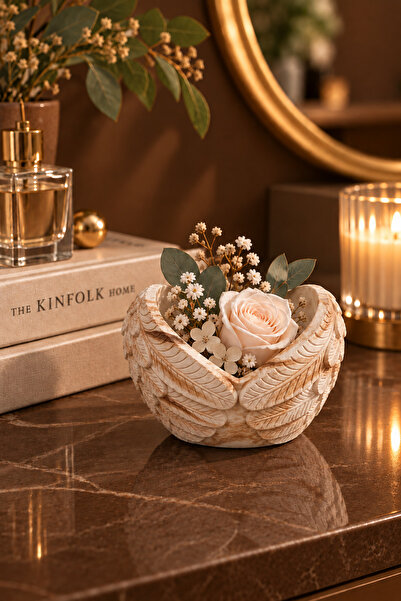 betonmall Angel wing concrete vase pot 10x10 cm decorative object succulent p...