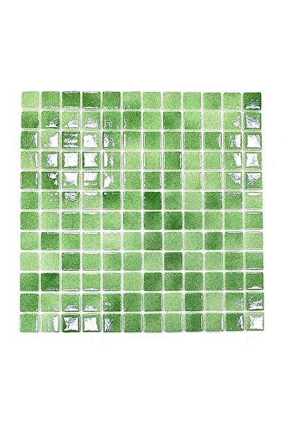 MozaiKristaL Mutfak tezgah arası, Havuz, Banyo, Sauna, Spa, iç , dış, zemin, duvar, kaplama ve dekorasyon uygulamalarında tüm yüzeyler için, 2.5x2.5cm. Püskürtme Açık Yeşil 31.5x31.5cm. Fileli Cam Mozaik.