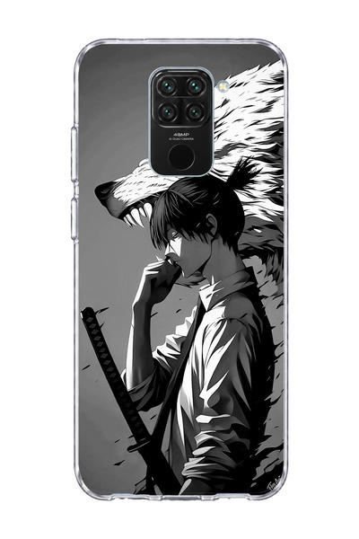 lelia حافظة هاتف شفافة مطبوعة عليها Anime Wolf Warrior متوافقة مع Redmi Note 9