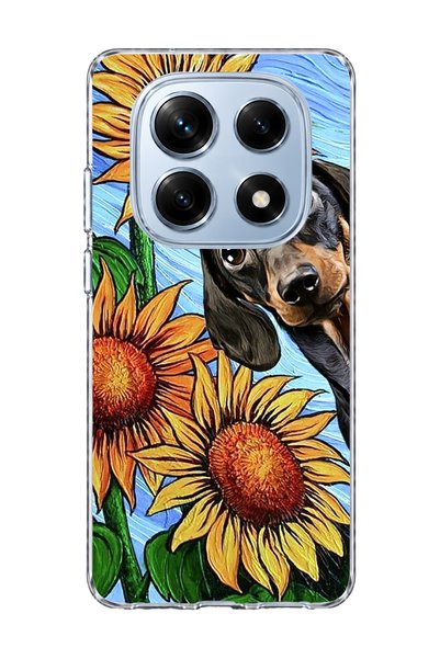 lelia Redmi Note 14 Pro 4g Compatible Sausage Dog Sunflower Printed Transpare...