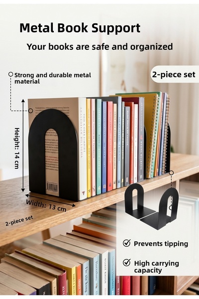Bebeck 2 Pieces Metal Book Support - Book Holder - Home and Office Decorative...