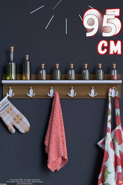 Modilayn مجموعة شماعات المطبخ من كيدي، 3 قطع مع 18 خطافًا (81.4×19 سم) - تصمي...