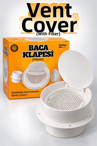 Alıç Firedoor Flue Flap with Filter, Anti-Odor Kitchen Ventilation Flap, Aspi...