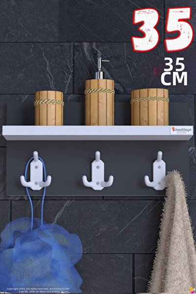 Modilayn Kedi̇ 9-Hook Kitchen Hanger Set of 3 (31.4X19 cm) - Stylish Design, ...