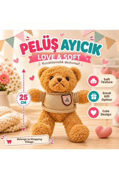 Alışveriş Kasabası Soft Textured Sweatered Plush Cook Teddy Bear - 2