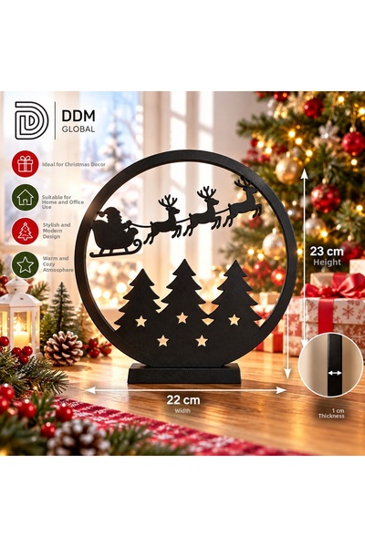 DDM GLOBAL Christmas Decorative Tabletop Ornament with Santa Claus and Deer P...