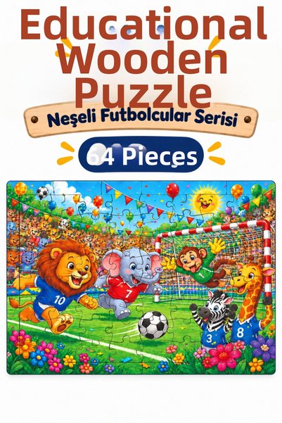212toyzz 64 Pieces Cheerful Football Players Themed Puzzle Children's Educati...