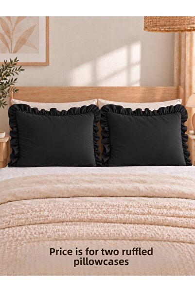 Decamor home İnci Vintage 2 τεμάχια Μαύρη Μαξιλαροθήκη