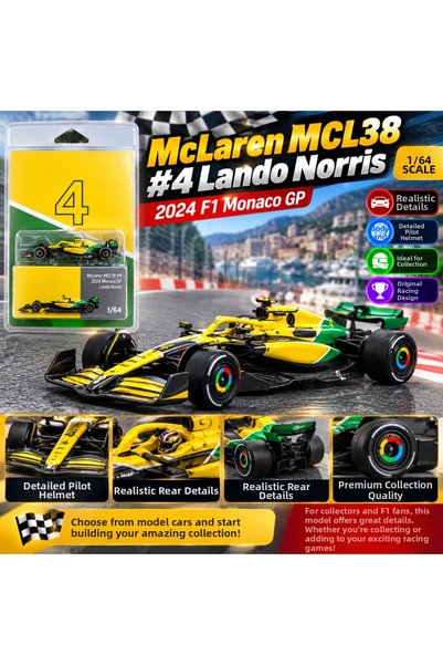 NW NessiWorld 1/64 ماكلارين MCL38 # 4 لاندو نوريس 2024 فورمولا 1 جائزة موناكو...