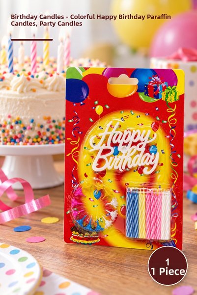 Yenilig 1 Piece of Birthday Candles – Colorful Paraffin Candles with Happy Bi...