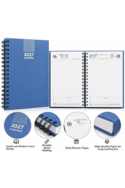 Pars Agendă 2027 cu copertă rigidă, spiralată, 17x24, liniată
