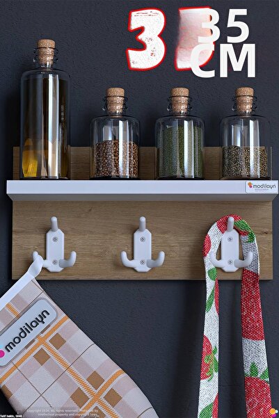 Modilayn Kedi̇ 9-Hook Kitchen Hanger Set of 3 (31.4X19 cm) - Stylish Design, ...