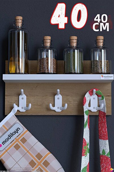 Modilayn Kedi̇ 9-Hook Kitchen Hanger Set of 3 (36.4X19 cm) - Stylish Design, ...