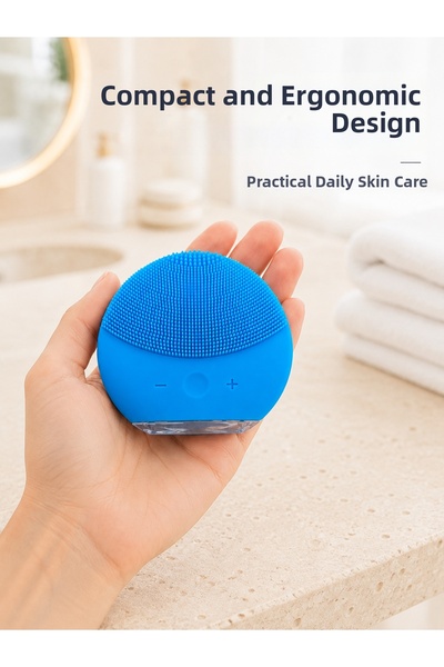 Lisinya Blue Silicone Facial Cleansing Device Waterproof Vibrating Facial Car...