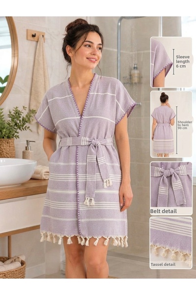 Dokubba Peshtemal Bathrobe - Short Peshtemal Bathrobe - Cotton Bathrobe - Bat...