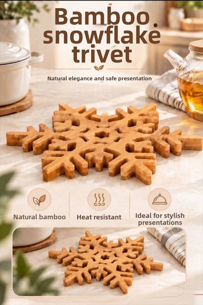 Bayev Bamboo Snowflake Trivet 2457 Pot Mat Pan Mat Multi-Purpose Trivet