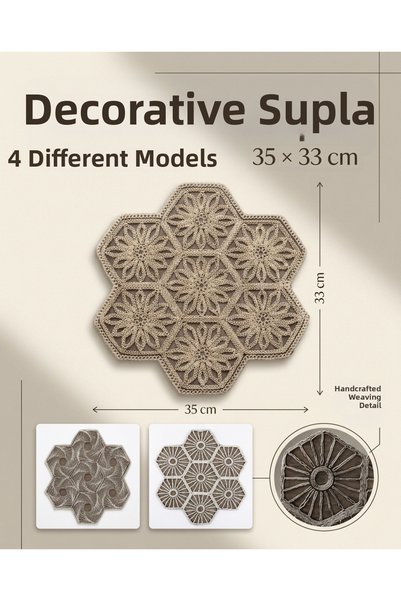 DNRYSL Decorative American Service Set of 6 Pieces 35X33 cm Textured Embroidered Supla Set