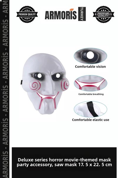 Armoris Delux Series Movie Themed Scary Mask Party Prop Saw Mask 17.5 X 22.5 cm