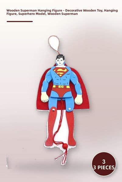 Yenilig 3 Pieces of Wooden Swinging Superman Figures – Decorative Wooden Toy,...